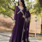 Teeya Creation Purple Color Faux Georgette Zari Embroidery Work Fully Stitched Anarkali Gown - Swadesiicart