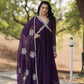 Teeya Creation Purple Color Faux Georgette Zari Embroidery Work Fully Stitched Anarkali Gown - Swadesiicart