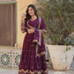 Teeya Creation Wine Color Faux Georgette Heavy Work Fully Stitched Anarkali Gown - Swadesiicart