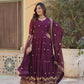 Teeya Creation Wine Color Faux Georgette Heavy Work Fully Stitched Anarkali Gown - Swadesiicart