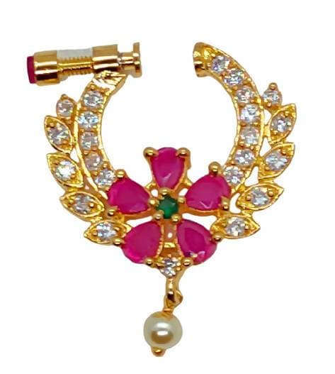 Multicolor AD Floral Nose Ring | Swadesiicart