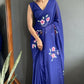 Aayaa Designer 1 min Hand Painted Ready to Wear saree - Navy Blue | Swadesiicart