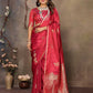 Joban Fashion Red Floral Motifs Banarasi Silk Sarees | Swadesiicart