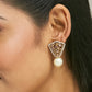 Nuyug 22K Gold-Plated Elegant Zircon Stone Studded & Pearls Drop Stud Earrings | Swadesiicart