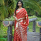 Vishnu Weaves Women's Red Organza Silk Zari Woven Saree with Blouse - Swadesiicart