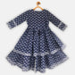 Ahalyaa Navy Pure Cotton Digital Printed Kids Kurta Sharara Set For Girls | Swadesiicart
