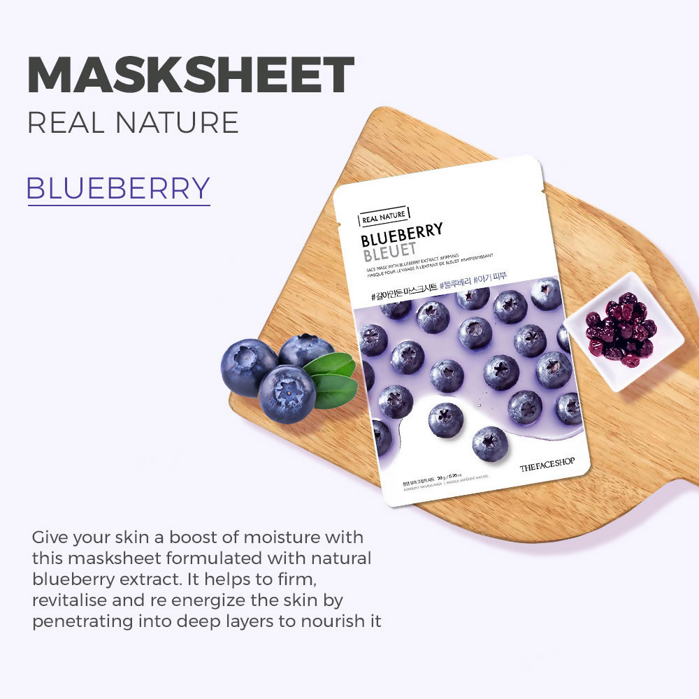The Face Shop Real Nature Blueberry Face Mask - Korean Skincare - Swadesiicart