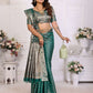 Aastha Fashion Green Organza Silk Weaving Saree