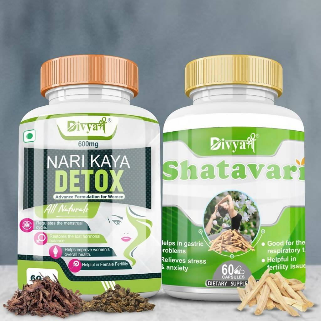 Divya Shree Nari Kaya Detox Capsule and Shatavari Capsule Combo - Swadesiicart