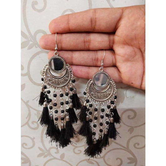 MS Fashion India Alloy Black Color Metal Drops And Danglers Chandbali Earrings | Swadesiicart