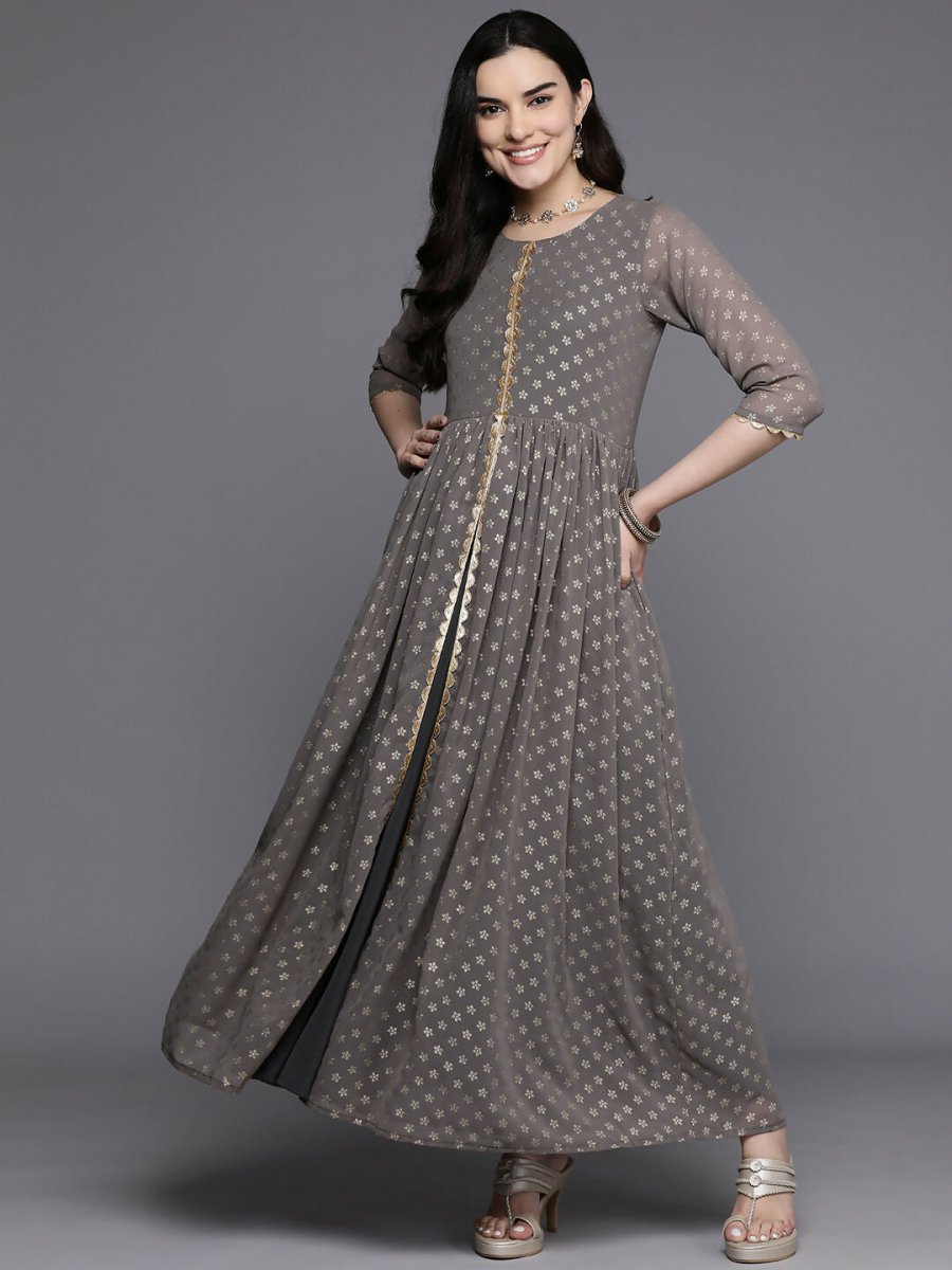 Ahalyaa Women's Traditional wear Kurta Set - Grey | Swadesiicart