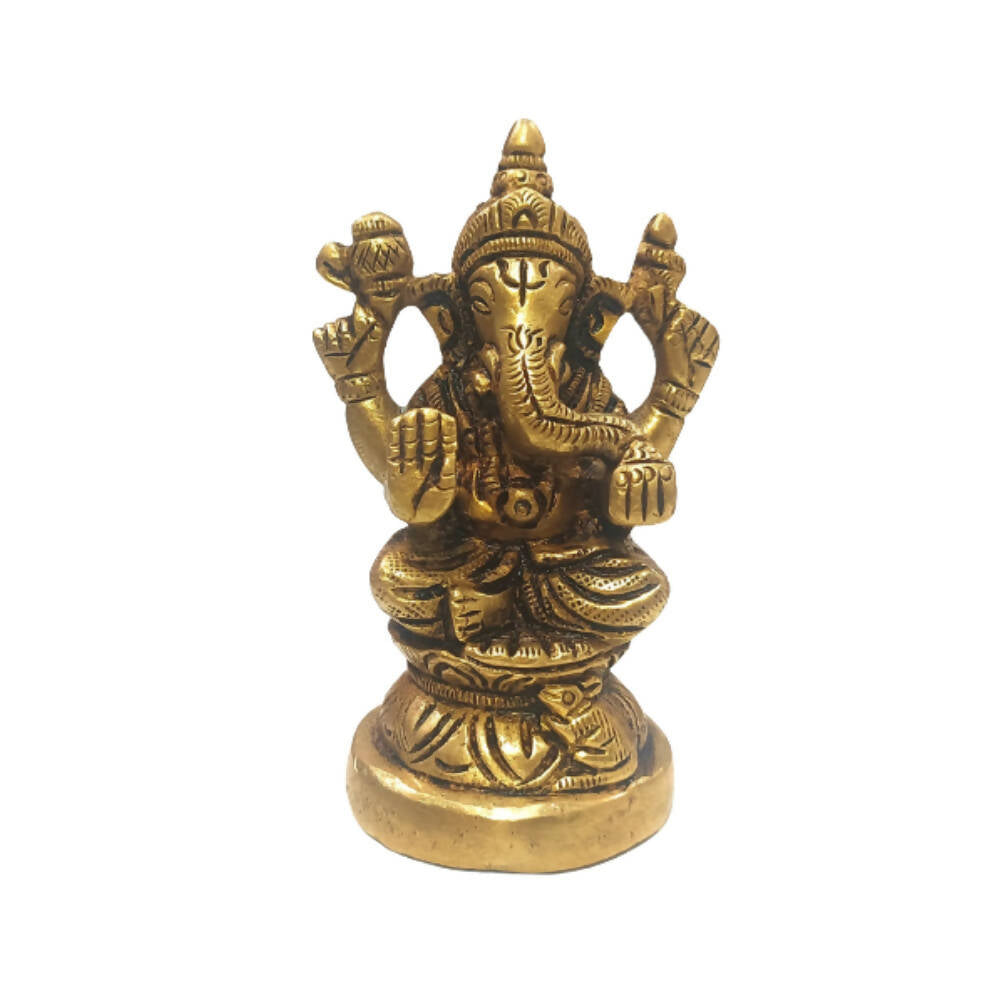 Tamas Brass Vinayakmoorti Ganesha Statue | Golden | Pooja Decor - Tamas