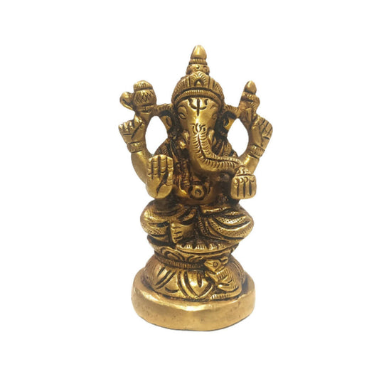 Tamas Brass Vinayakmoorti Ganesha Statue | Golden | Pooja Decor - Tamas
