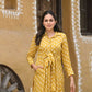 Aayaa Pure Muslin printed Kurti & Pant - Mustard yellow