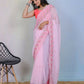 Vamsee Rashmika Baby Pink Georgette Saree - Swadesiicart