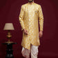 Raivat Ethnic Banarasi Jacquard Embroidery Semi Indo Western Sherwani In Cream Beige Colour | Swadesiicart