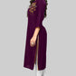 NOZ2TOZ Women's Embroidered Straight Rayon Purple Kurta Only - Swadesiicart