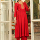 Janasya Maroon Rayon Yoke Embroidery Kurta & Bottom | Swadesiicart