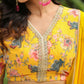 Janasya Yellow Georgette Floral Lehenga Choli Dupatta | Swadesiicart