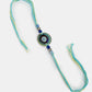 NVR Women & Men Set of 2 Blue Evil Eye & Beaded Bhaiya Bhabi Rakhi With Roli Chawal | Swadesiicart