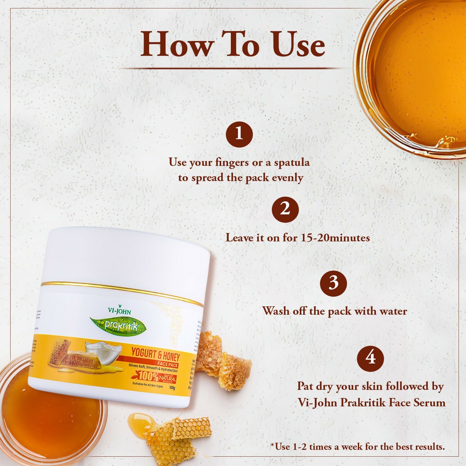 VI-JOHN Prakritik Yogurt & Honey Face Pack Restoresgmlow, Made With 100% Natural Bio Actives | Swadesiicart