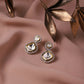 Clear Stone Kundan Earrings with Diamond Detailing- Ruby Raang | Swadesiicart