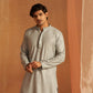 Grey viscose Chikankari Embroidery Work Men's Traditional Kurta Set - Mahotsav | Swadesiicart