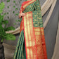Jyoti Fashion Women's Green Kanjivaram Silk Zari Woven Saree with Blouse | Swadesiicart