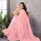 Aafreen Partywear Designer Pink Georgette Fancy Saree