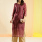 Maroon Chinon Digital Printed With Hand Work Kurta - Himanshi - Swadesiicart