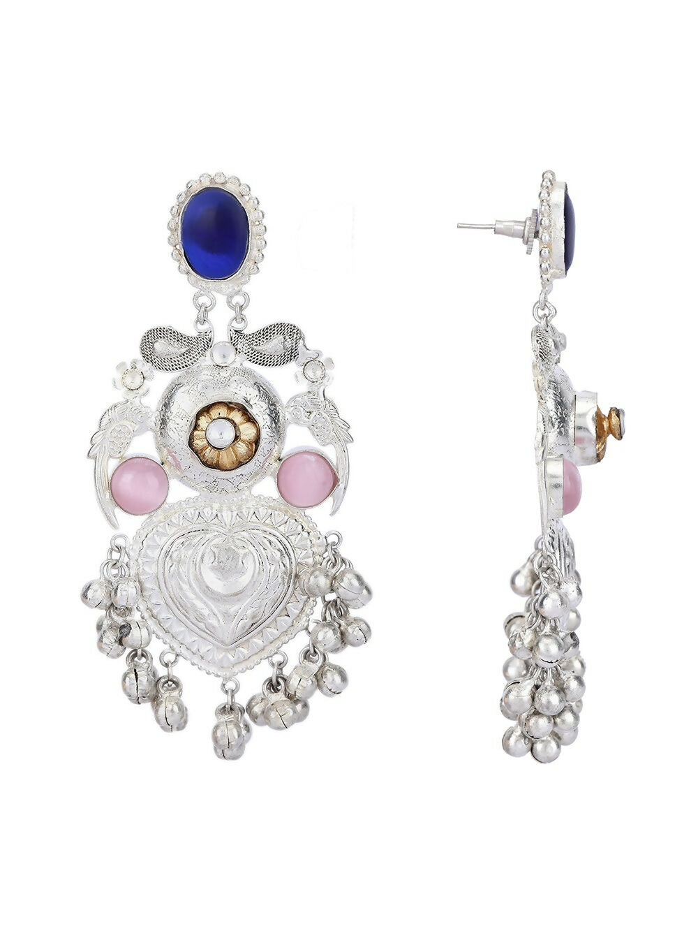 Joban Fashion Women Ghungroo Style Silver Tone Earrings | Swadesiicart