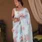 Vamsee Khadi Khatali Sky Khadi Organza Saree - Swadesiicart