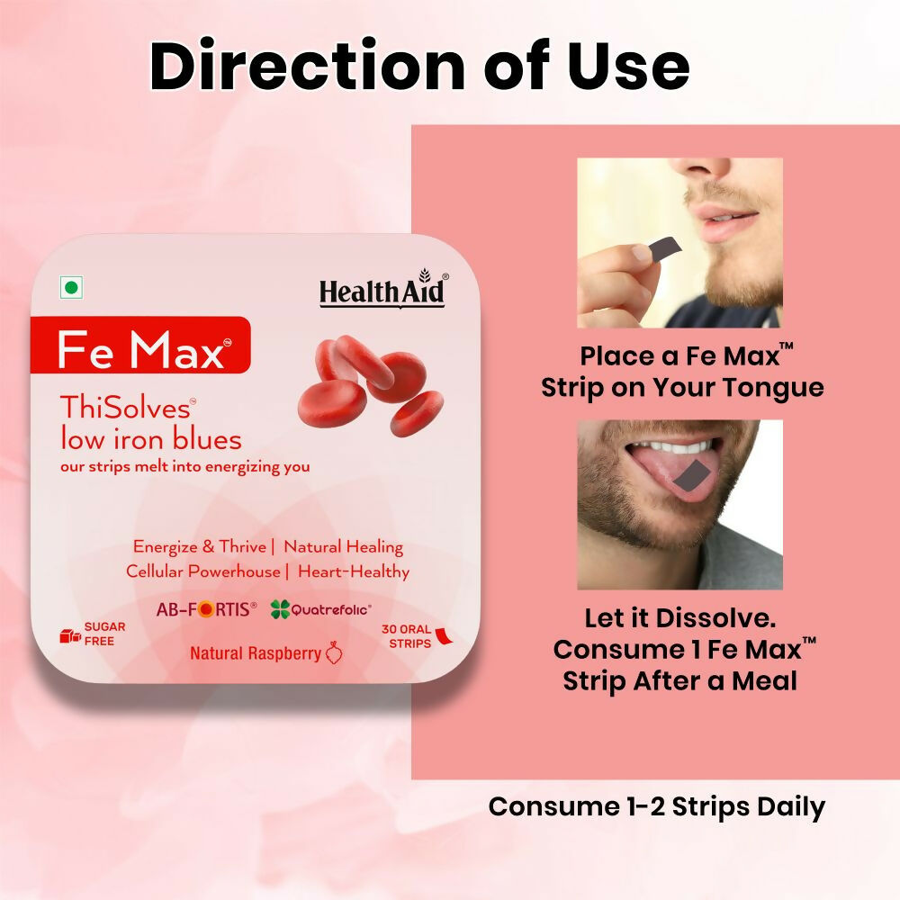 HealthAid Fe Max ThiSolves Oral Strips - Swadesiicart