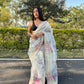 Vamsee White Organza Saree - Swadesiicart