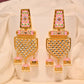 Traditional Gold-Polished Meenakari Pink Jhumka Jhumki Earrings By House of Ree - House of Ree