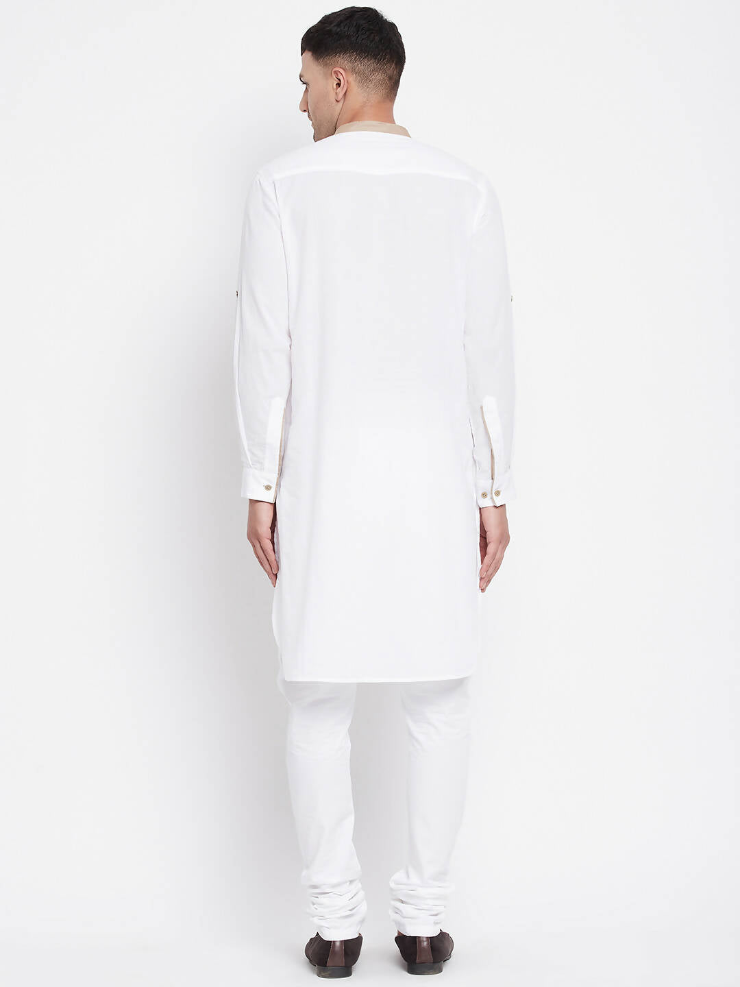 Even Apparels Beige Color Pure Cotton Men's Kurta With Band Collar | Swadesiicart