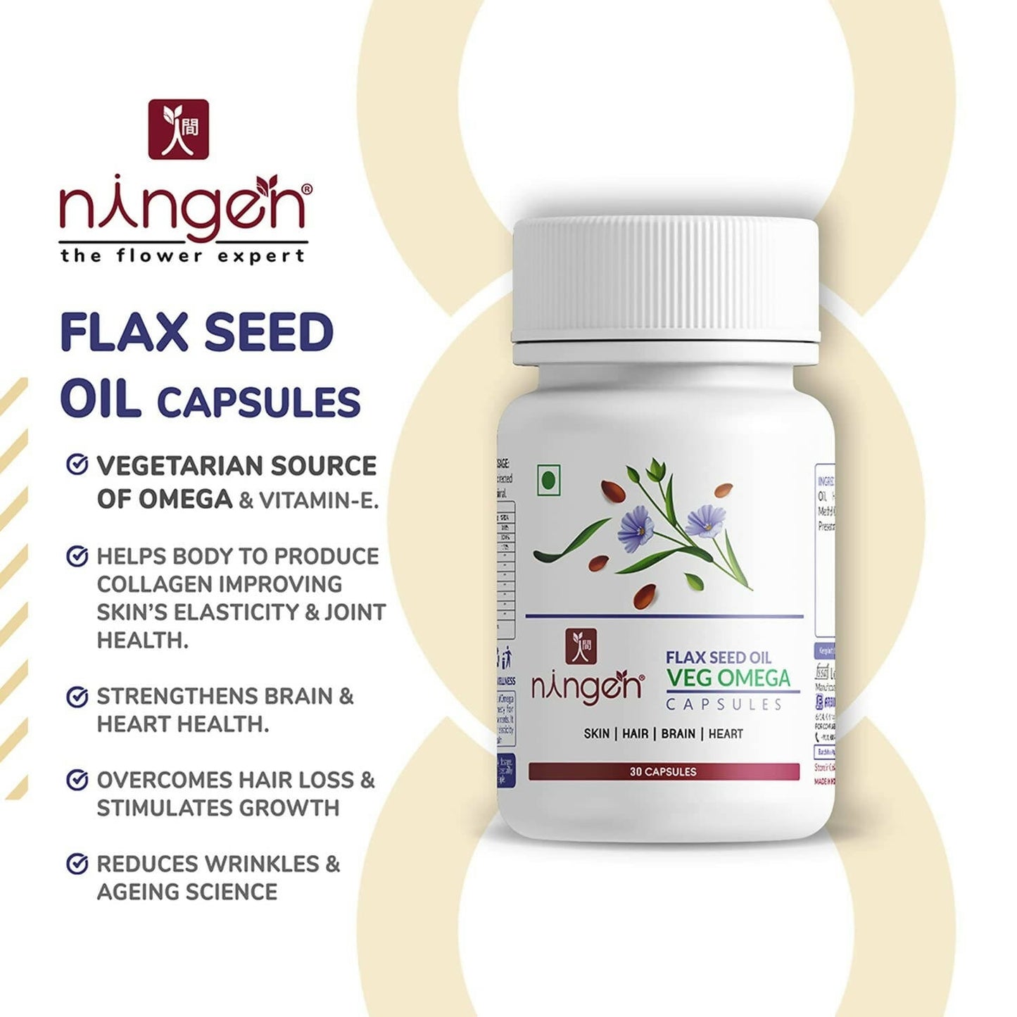 Ningen Flax Seed Oil Capsules - Swadesiicart