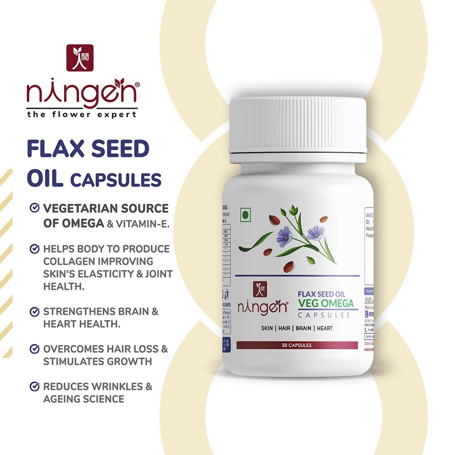Ningen Flax Seed Oil Capsules - Swadesiicart