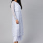 Ahalyaa Women's Blue Net Silver Glitter Printed Kurta Palazzo Set | Swadesiicart