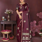 Joban Fashion Wine Floral Motifs Banarasi Silk Sarees | Swadesiicart