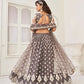 Aastha Fashion Space Gray Butterfly Net White Cotton Thread Work And Sequence Work Embroidery Wedding Wear Lehenga Choli