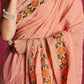 Vamsee Peach Georgette Designer Saree - Swadesiicart
