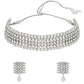 Gold-Polished Silver Plated Traditional Silver Pearl & Kundan Studded Choker Necklace Jewellery Set For Women/Girls - Wahe Jewels - Swadesiicart