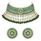 Gold-Polished Traditional Kundan & Pearl Studded Choker Necklace Set For Women/Girls - Wahe Jewels - Swadesiicart
