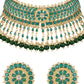 Gold-Polished Traditional Kundan & Pearl Studded Choker Necklace Set For Women/Girls - Wahe Jewels - Swadesiicart