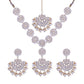 Gold-Polished Traditional Pearl Kundan Studded Jewellery Necklace Set with Maang Tikka for Women - Wahe Jewels - Swadesiicart