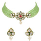 Gold-Polished Traditional Choker Set Glided With Kundan & Beads For Women/Girls - Wahe Jewels - Swadesiicart