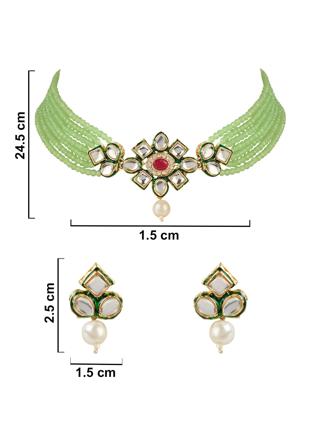 Gold-Polished Traditional Choker Set Glided With Kundan & Beads For Women/Girls - Wahe Jewels - Swadesiicart