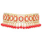 Gold-Polished Traditional Handcrafted Mirror And Pearl Work Choker Necklace Jewellery With Chandbali Earrings & Maang Tikka Set For Women & Girls - Wahe Jewels - Swadesiicart