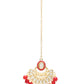 Gold-Polished Traditional Handcrafted Mirror And Pearl Work Choker Necklace Jewellery With Chandbali Earrings & Maang Tikka Set For Women & Girls - Wahe Jewels - Swadesiicart
